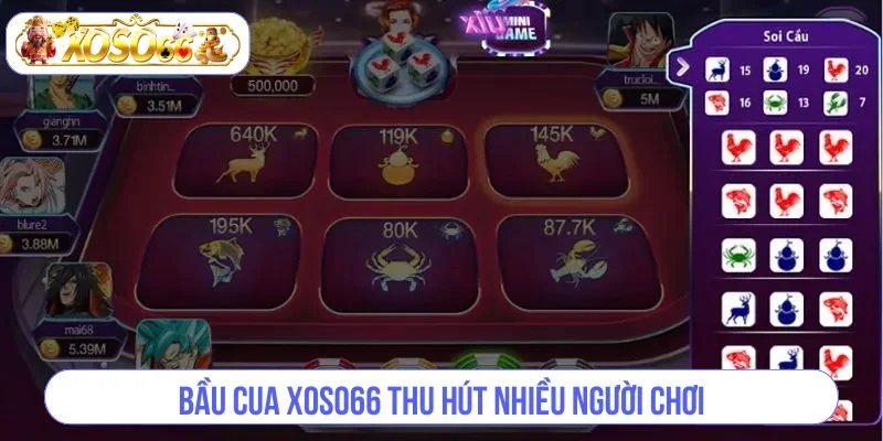 Bầu cua XOSO66 thu hút đông đảo hội viên truy cập bởi nhiều ưu điểm vượt trội.