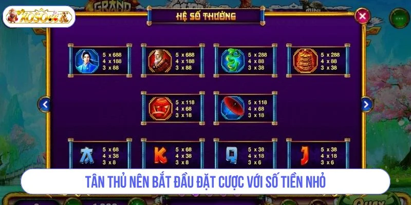 Tân thủ nên bắt đầu đặt cược với số tiền nhỏ.