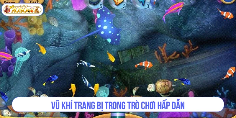 Vũ khí trang bị trong trò chơi hấp dẫn.